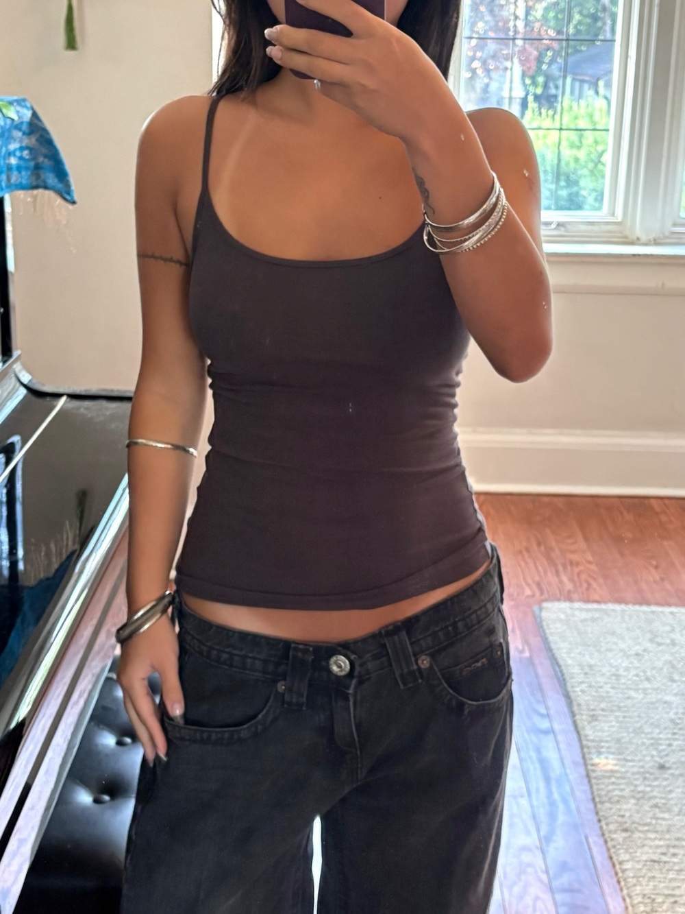 H&M Spaghetti Strap Basic Tank Top Chocolate Brown